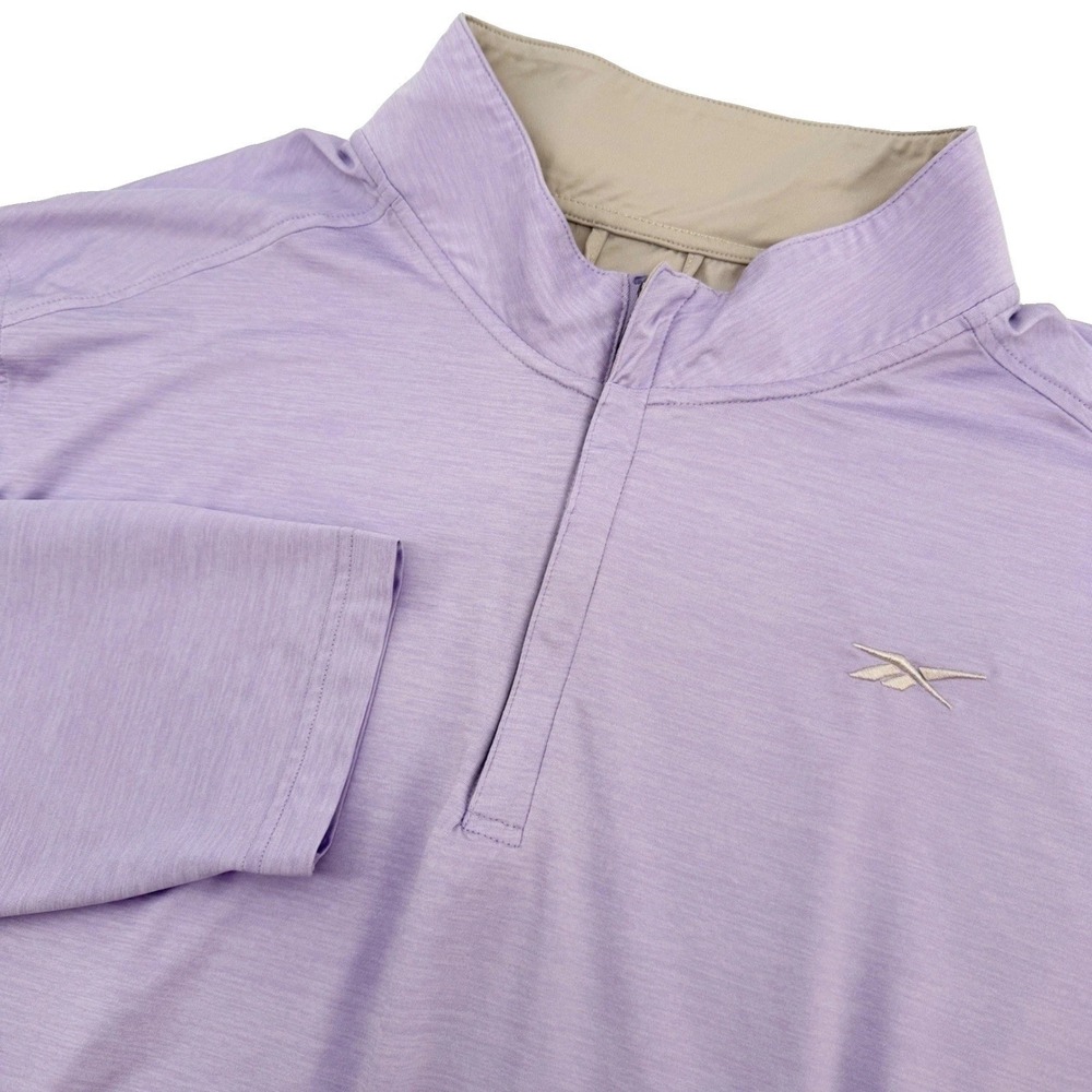Reebok Quarter Zip Pullover Mens 3XL Purple Speedwick Heathered Active Gym Shirt